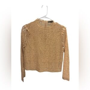Zara Beige Lace Blouse